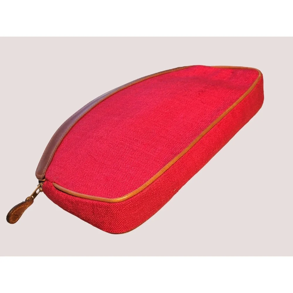 Vintage Trafalgar Preppy Luxe Red‎ Silk Linen Clutch Purse
